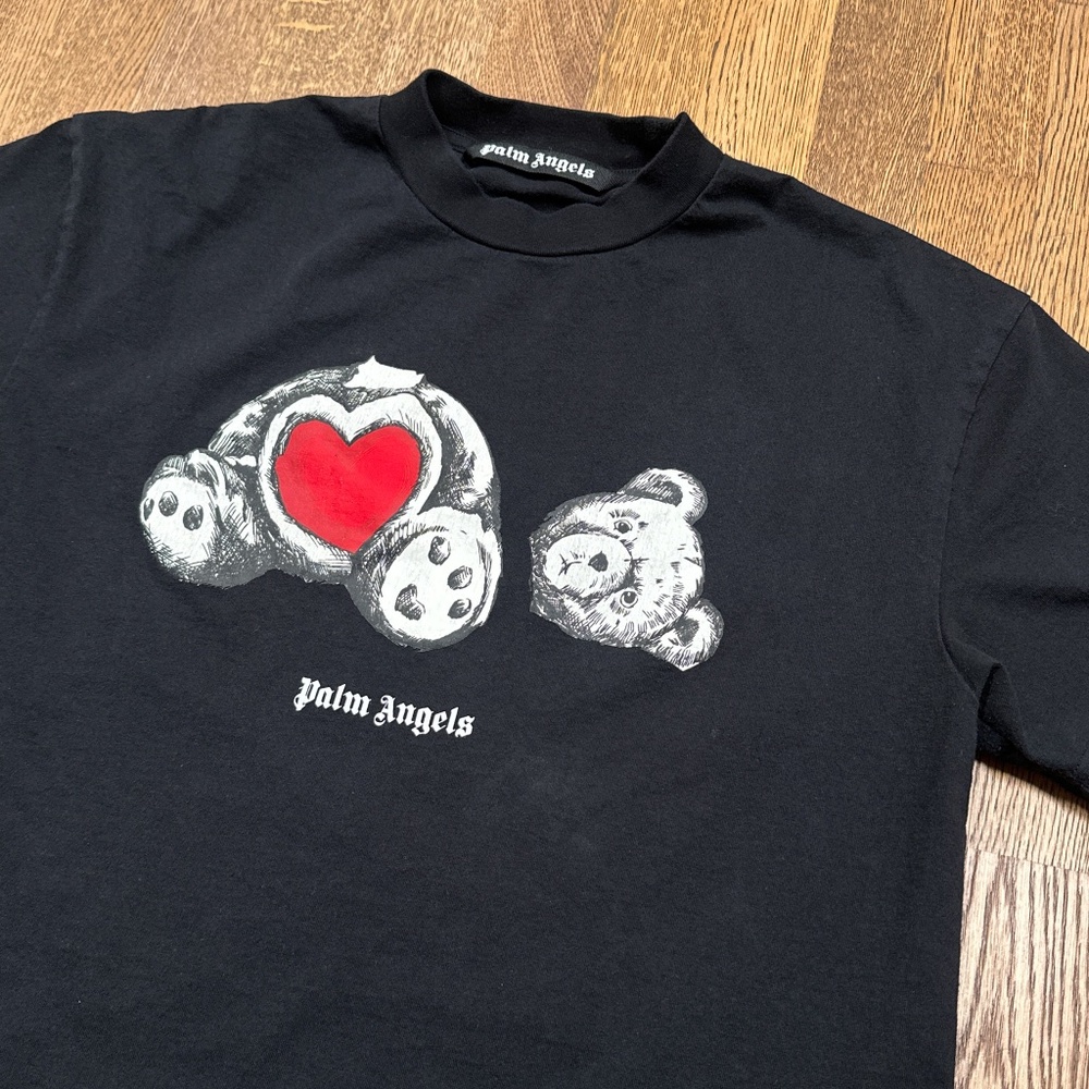 Palm Angels Headless Bear In Love Black Short Sleeve Cotton T Shirt Mens Large - Picture 3 of 10